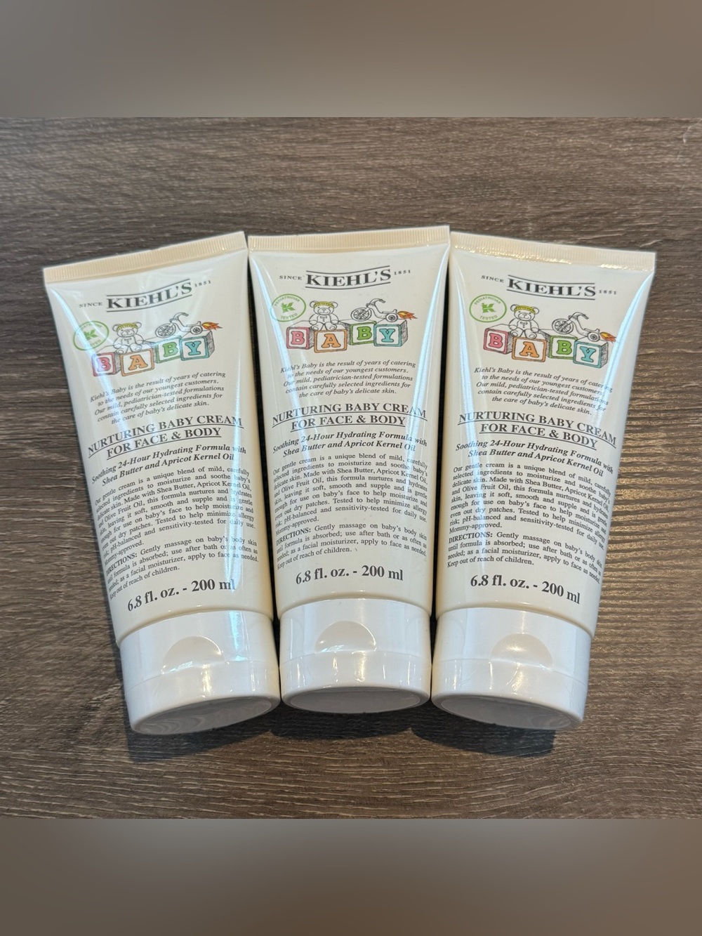 3x Kiehl's Nurturing Baby Cream for Face & Body 200ml*3